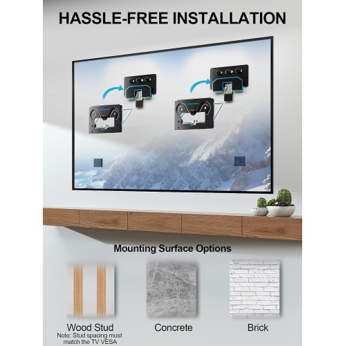 Supcline Ultra Slim TV Wall Mount Compatible with 14"- 80" Flat & Frame TVs, 0.3" Micro-Gap Low Profile, Minimalist Look, Blends Any Interior, Hold