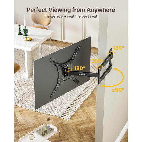 monTEK Long Arm TV Wall Mount for Most 23-65 Inch TVs, 29 Inch Long Extension TV Mount Swivel and Tilt, Full Motion Wall Mount TV Bracket Fit Max