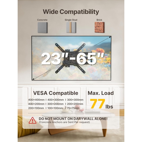 monTEK Long Arm TV Wall Mount for Most 23-65 Inch TVs, 29 Inch Long Extension TV Mount Swivel and Tilt, Full Motion Wall Mount TV Bracket Fit Max