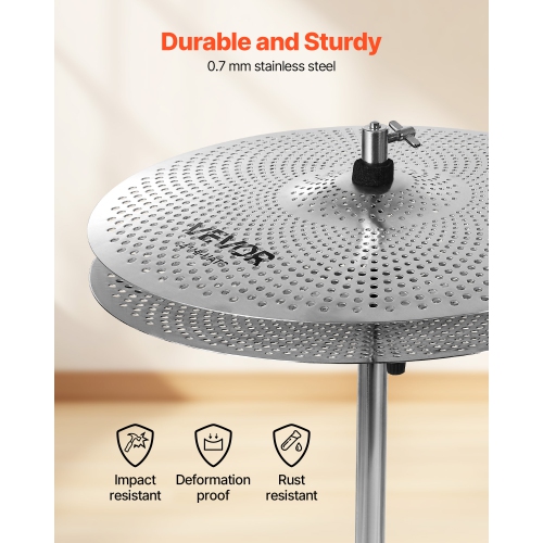VEVOR Low Volume Cymbal Pack, 4 Pieces Quiet Cymbals for Drum Set, Alloy Cymbals Drum Set Includes 14-inch Hi-Hats, 16-inch Crash, 18-inch Crash,