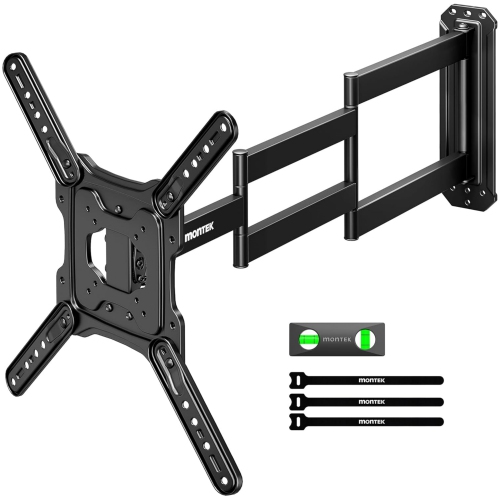 monTEK Long Arm TV Wall Mount for Most 23-65 Inch TVs, 37 Inch Long Extension TV Mount Swivel and Tilt, Full Motion Wall Mount TV Bracket Fit Max
