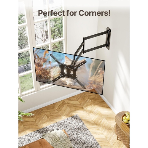 monTEK Long Arm TV Wall Mount for Most 23-65 Inch TVs, 37 Inch Long Extension TV Mount Swivel and Tilt, Full Motion Wall Mount TV Bracket Fit Max