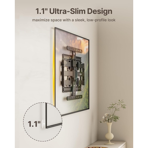 monTEK Ultra Slim TV Wall Mount for Most 37-75 inch TVs, 1.1" Thin Low Profile, Full Motion Dual Swivel Articulating Tilt 6 Arms, Max VESA 400x400mm,