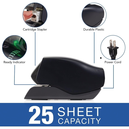 Swingline – Agrafeuse électrique de bureau 502e, capacité de 25 feuilles, sans bourrage, noir