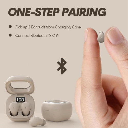 Invisible Mini Earbuds Wireless Bluetooth,Tiny Hidden Earbuds for Work,Small Headphones,Invisible Sleep Wireless Earphone for Side Sleepers-Beige