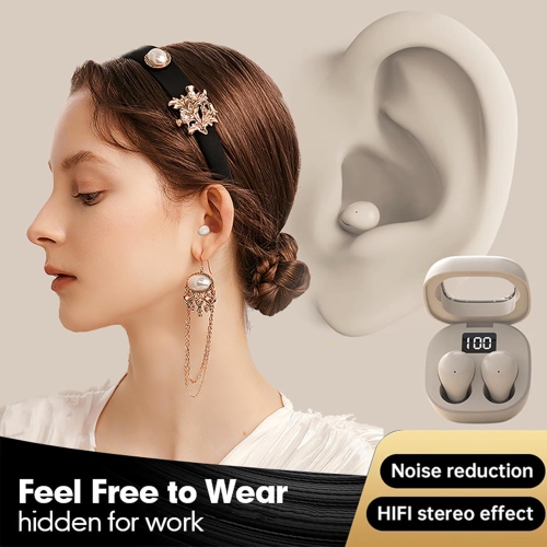Invisible Mini Earbuds Wireless Bluetooth,Tiny Hidden Earbuds for Work,Small Headphones,Invisible Sleep Wireless Earphone for Side Sleepers-Beige