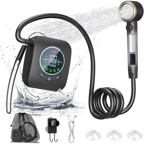 Douche portative,Douche de camping rechargeable,Pompe de douche portative 6,0&nbsp;L/min,Douche extérieure pour le camping Randonnée Lavage de voyage