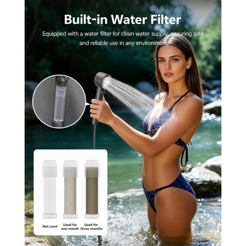 Douche portative,Douche de camping rechargeable,Pompe de douche portative 6,0 L/min,Douche extérieure pour le camping Randonnée Lavage de voyage