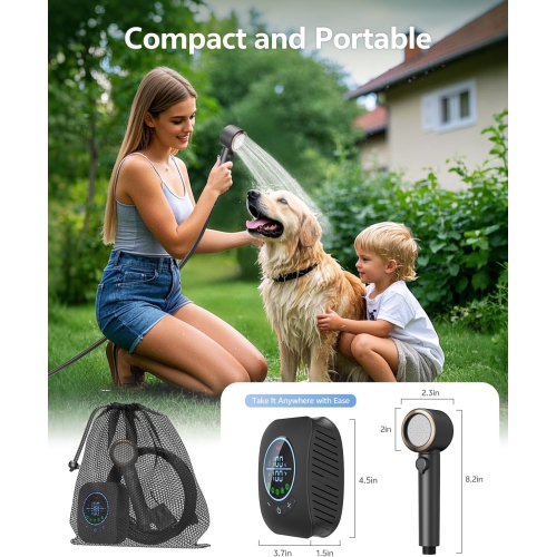 Douche portative,Douche de camping rechargeable,Pompe de douche portative 6,0 L/min,Douche extérieure pour le camping Randonnée Lavage de voyage