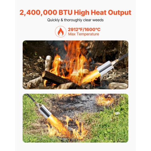 Brûleur à torche au propane à haut rendement VEVOR de 2 400&nbsp;000&nbsp;BTU, avec tuyau 10&nbsp;pi, chalumeau robuste avec flamme réglable et