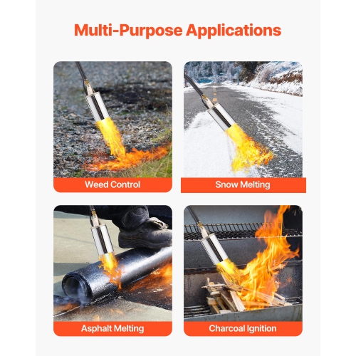Brûleur à torche au propane à haut rendement VEVOR de 2 400&nbsp;000&nbsp;BTU, avec tuyau 10&nbsp;pi, chalumeau robuste avec flamme réglable et