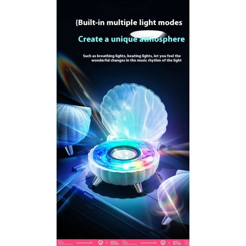 Haut-parleur Bluetooth New Shell avec lumières colorées, mini haut-parleur Bluetooth portatif pour chambre à coucher, mini haut-parleur Bluetooth