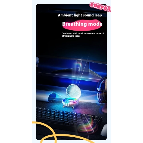 Haut-parleur Bluetooth New Shell avec lumières colorées, mini haut-parleur Bluetooth portatif pour chambre à coucher, mini haut-parleur Bluetooth