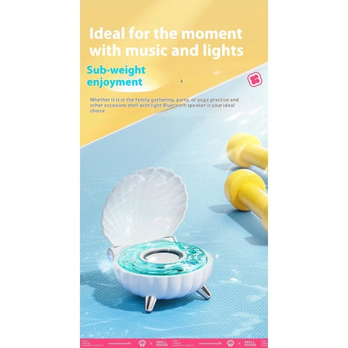 New Shell Bluetooth Speaker with Colorful Lights, Mini Bluetooth Speaker for Bedrooms, Mini Portable Bluetooth Speaker with 7 Mood Lights - Purple