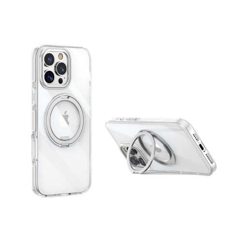 Convient à l'étui de téléphone mobile iPhone 16 Pro avec cadre bicolore, support à 360°, étui transparent pour téléphone cellulaire MagSafe