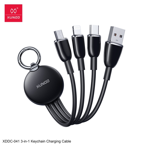 One-to-three data cable keychain short cable suitable for Apple Samsung Huawei Xiaomi C-L fast charging cable - black