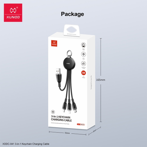 One-to-three data cable keychain short cable suitable for Apple Samsung Huawei Xiaomi C-L fast charging cable - black