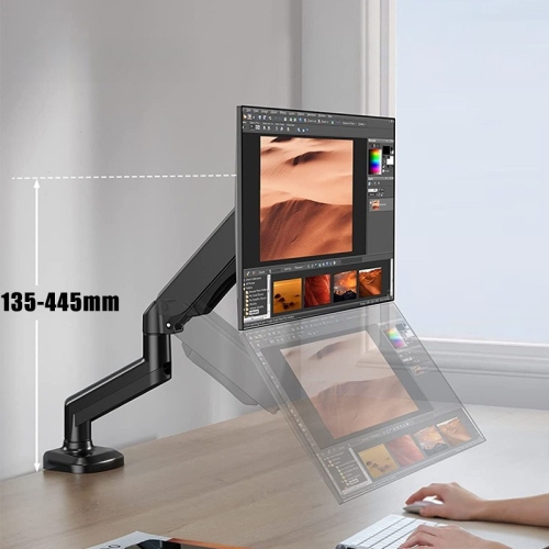 Single monitor stand arm universal desktop computer screen stand supports 14-27 inches desktop base mechanical cantilever heightening frame