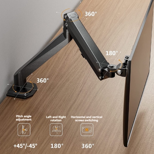 Single monitor stand arm universal desktop computer screen stand supports 14-27 inches desktop base mechanical cantilever heightening frame