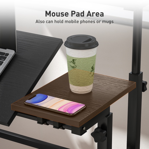 HOMCOM Stand Up Desk with Tilting Desktop, Height Adjustable Rolling Computer Desk with Wheels and Steel Frame for Standing or Sitting, Laptop Table