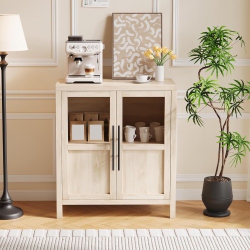 ACECOOL  Sideboard Buffet Storage Cabinet With Glass Doors for Kitchen Dining Room, Living Room