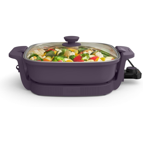Make & Take Electric Skillet, Fits-anywhere™ kitchenware, EverGood™ Ceramic Coating, Adjustable Temperature & Dishwasher-Safe Tempered Glass Lid,