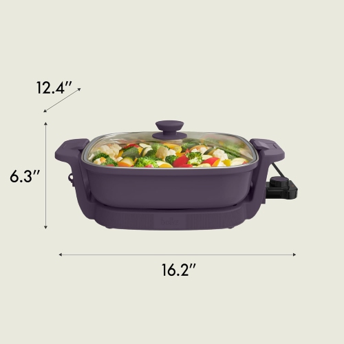 Make & Take Electric Skillet, Fits-anywhere™ kitchenware, EverGood™ Ceramic Coating, Adjustable Temperature & Dishwasher-Safe Tempered Glass Lid,