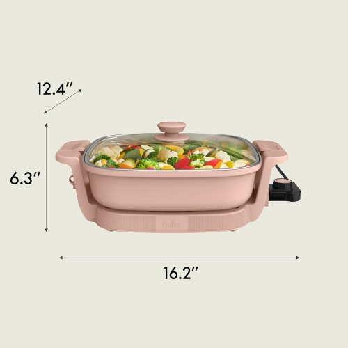 Make & Take Electric Skillet, Fits-anywhere™ kitchenware, EverGood™ Ceramic Coating, Adjustable Temperature & Dishwasher-Safe Tempered Glass Lid,