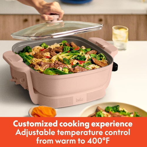 Make & Take Electric Skillet, Fits-anywhere™ kitchenware, EverGood™ Ceramic Coating, Adjustable Temperature & Dishwasher-Safe Tempered Glass Lid,