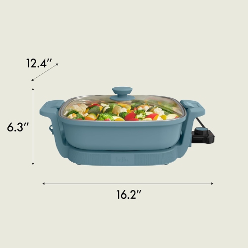 Make & Take Electric Skillet, Fits-anywhere™ kitchenware, EverGood™ Ceramic Coating, Adjustable Temperature & Dishwasher-Safe Tempered Glass Lid,