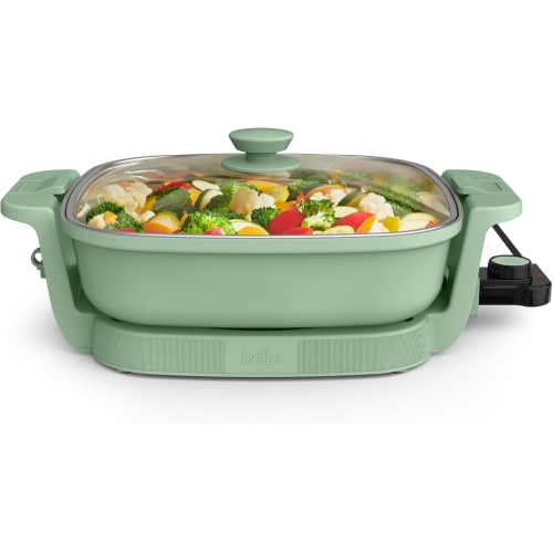 Make & Take Electric Skillet, Fits-anywhere™ kitchenware, EverGood™ Ceramic Coating, Adjustable Temperature & Dishwasher-Safe Tempered Glass Lid,