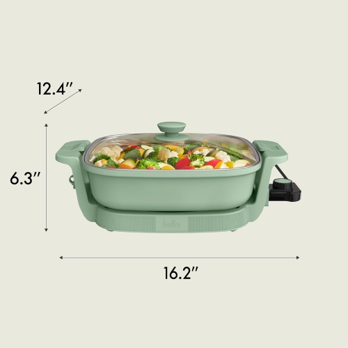 Make & Take Electric Skillet, Fits-anywhere™ kitchenware, EverGood™ Ceramic Coating, Adjustable Temperature & Dishwasher-Safe Tempered Glass Lid,