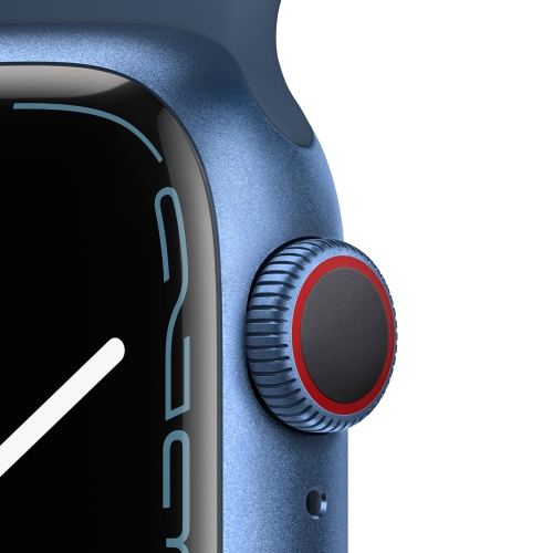 Boîte ouverte - Apple Watch Series 7 avec boîtier en aluminium bleu 41 mm et bracelet sport bleu abysse