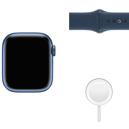 Boîte ouverte - Apple Watch Series 7 avec boîtier en aluminium bleu 41 mm et bracelet sport bleu abysse