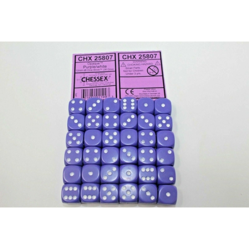 Chessex Dice 12mm D6 Purple/White - CHX25807