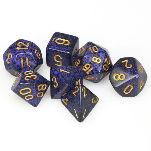 LION RAMPANT  Chessex Speckled Golden Cobalt 7PC Dice Set Chx25337 New