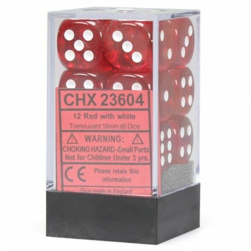 LION RAMPANT  Chessex Translucent Red/white Dice Set Chx23604 New