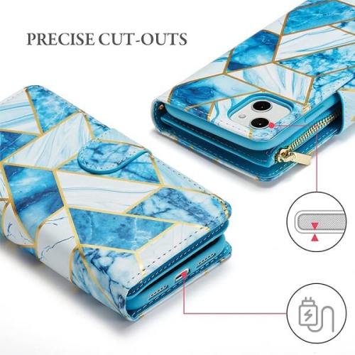 Tasnim – Étui portefeuille pour iPhone 13/14, fentes pour porte-cartes, dragonne, protection intérieure en TPUR, support étui folio cuir PU, 13/14
