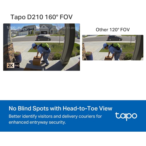 TP-Link Tapo Smart Video Doorbell Camera Wireless with Chime, 2K with Full Color Night Vison & Spotlights, No Monthly Fee, Ring Call, 160° Ultra-Wide