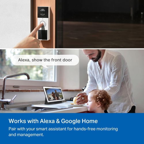 TP-Link Tapo Smart Video Doorbell Camera Wireless with Chime, 2K with Full Color Night Vison & Spotlights, No Monthly Fee, Ring Call, 160° Ultra-Wide