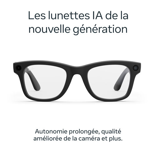 Lunettes Wayfarer de Ray-Ban | Meta avec IA, photo, vidéo, audio et messagerie - Noir mat/Transparent