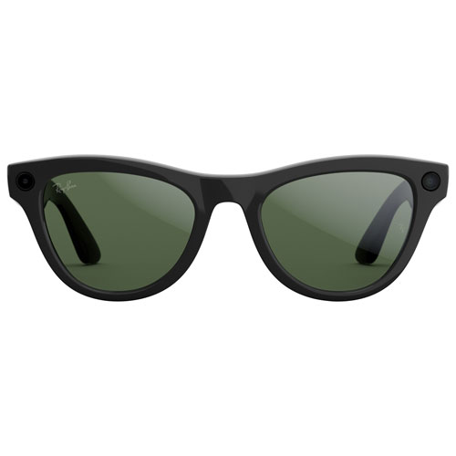Ray-Ban | Meta Skyler Glasses with AI, Photo, Video, Audio & Messaging - SShiny Black/Transitions Graphite Green