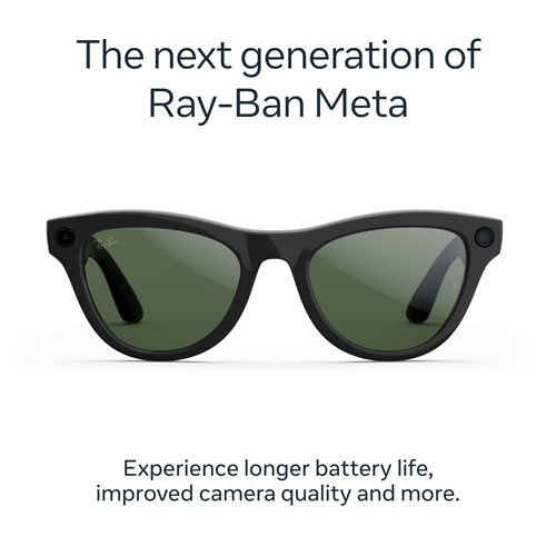 Ray-Ban | Meta Skyler Glasses with AI, Photo, Video, Audio & Messaging - SShiny Black/Transitions Graphite Green