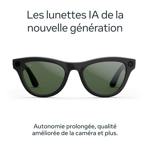 Ray-Ban | Meta Skyler Glasses with AI, Photo, Video, Audio & Messaging - SShiny Black/Transitions Graphite Green