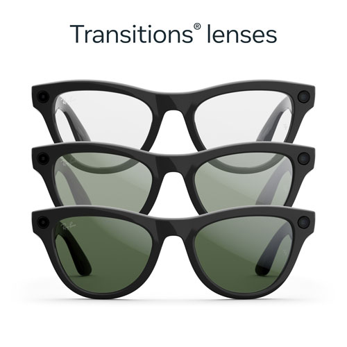 Ray-Ban | Meta Skyler Glasses with AI, Photo, Video, Audio & Messaging - SShiny Black/Transitions Graphite Green