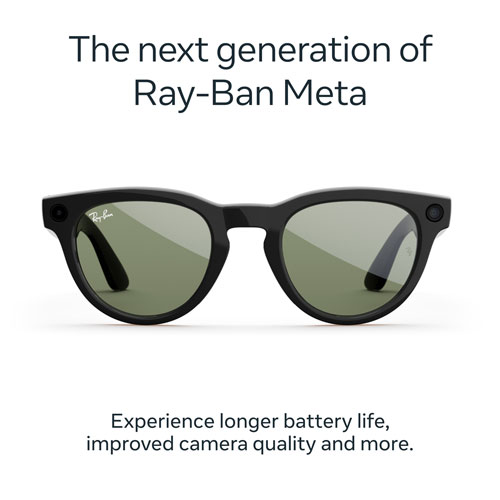 Lunettes Headliner de Ray-Ban | Meta avec IA, photo, vidéo, audio et messagerie - Noir brillant/Vert G-15 - Pont ordinaire