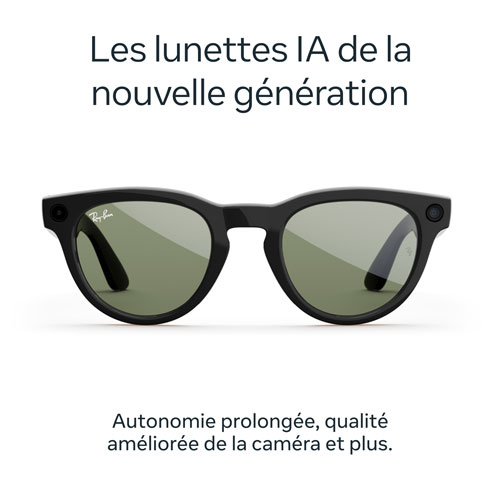 Lunettes Headliner de Ray-Ban | Meta avec IA, photo, vidéo, audio et messagerie - Noir brillant/Vert G-15 - Pont ordinaire