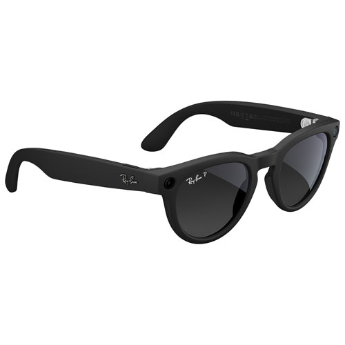 Ray-Ban | Meta Headliner Glasses with AI, Photo, Video, Audio & Messaging - Matte Black/Polarized Gradient Graphite - Regular Bridge Fit