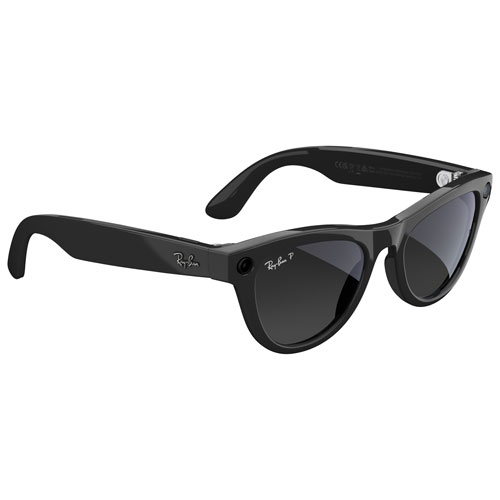 Ray-Ban | Meta Skyler Glasses with AI, Photo, Video, Audio & Messaging - Shiny Black/Polarized Gradient Graphite lenses