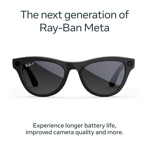 Ray-Ban | Meta Skyler Glasses with AI, Photo, Video, Audio & Messaging - Shiny Black/Polarized Gradient Graphite lenses